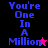 Pixelated text "You're One In A Million" appears in blue on black and magenta backgrounds with a star symbol changing from pink to black.