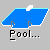 Animated contact sheet of a pixel art buddy icon showing sequential frames where text and character pose change over time, with blue pool background and gray transparency backdrop.