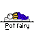 A static buddy icon shows a cartoon character with white eyes, yellow body segments, and purple wings lying on its side atop a blue object against gray background.
