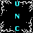 A black background with white pixelated crackle patterns and cyan text spelling 'UNC' vertically on both sides.