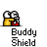 Animated contact sheet of 12 pixel art frames showing a yellow stick figure character with red accents and white eyes, paired with a gray stick figure character in various poses including hugging, shooting, and interacting with the yellow figure.