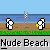 Pixelated beach scene with multiple white figures, volleyball nets, and yellow balls moving across the sand under a blue sky.