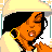 Pixel art contact sheet of an animated character in orange outfit with yellow accents, showing multiple poses and text elements across frames.