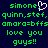 Green pixelated text on dark blue background with white heart symbol, repeated across two mirrored sections.