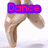 A four- shows a pair of feet in ballet shoes performing dance movements with text overlays