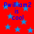 Red background with blue stars and repeated text "Pwilliam2 is cool" in blue pixelated font.