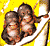 Animated contact sheet showing two frames of a cartoon character with brown hair and orange clothing against a yellow background, holding white objects that appear to be lights or sticks.
