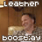 Pixelated image of a person with short dark hair in a wooden interior, text overlays reading "Leather" and "boost:ay".