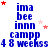Blue text and red/pink stars on white background, repeating in a with animated star positions