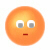 Four orange circular icons with gray eyes and red mouths in different expressions arranged in a
