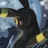 Pixelated image of a dark-furred creature with yellow eyes and light blue background, featuring yellow text reading 'i choose you umbreon' in three lines.
