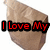 Brown paper bag with red text "I Love My Sack Lunch" and four exclamation marks on separate