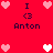 Red background with pixelated hearts and text 'I <3 Anton' in dark purple, showing two animation states: one with pink hearts at corners and center pairs, another with white hearts replacing some pink ones.