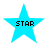 Four identical light blue star-shaped icons with black pixelated text "STAR" centered on each, arranged in a against a white background