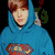 Six distinct pixelated portraits of a young man in various poses, clothing, and backgrounds arranged in two