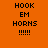 Orange background with pixelated text 'HOOK EM HORNS !!!!!' in black, featuring a glowing effect on one instance of the text.