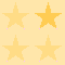 Eight yellow star icons arranged in two on a pale yellow background, each with small pink dots at the bottom points