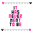 Animated contact sheet of a 5x4 grid showing sequential frames of an icon with pink and black text "IT HAS NEVER HENT TO BE" on white background, displaying subtle color variations across frames.