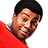 Pixelated image of a person in red clothing with text overlays on red and gray backgrounds.