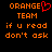 Pixelated orange text on black background with red heart symbol replacing 'E' in 'ORANGE' on left side, identical text on right side.