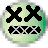 Pixelated green circular icon with black X eyes and a gray-and-black zigzag mouth.