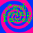 Four identical display green text over pink and blue spiral backgrounds with no visible motion changes