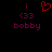Pixelated icon with dark background, purple text elements, and a red heart symbol above the left side.