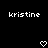 Black background with white pixelated text 'kristine' on left and right, two white pixelated heart symbols below center.