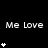 Black background with white text Me Love and star symbols in multiple configurations across three