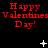 Red 'Happy Valentines Day!' text repeated across a black background with white star and plus symbols scattered throughout.