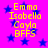 Pixelated yellow text lists names and "BFFS" on a purple background with blue stars, displayed in four identical quadrants.