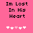 Pink background with black pixelated text reading "Im Lost In His Heart" and five white/pink heart icons below, two versions showing animation changes in heart colors.