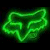 Green neon outline of a fox head on black background with green text reading Original Icons .com on right side.
