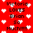 Red background with white pixelated hearts and repeated black text reading "Victoria LOVES Brian so Much!!!!!" in a pattern