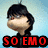Pixelated cartoon character with black hair and glasses, wearing a dark shirt against light blue background; red text "SO EMO" appears in lower-left frame.