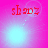 Red text 'shadz' on pink background with light blue circular glow and white dot trails in four positions