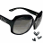 Pixelated grayscale icon of a pair of sunglasses with dark frames and reflective lenses, accompanied by three small heart shapes below the right lens.