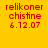 Four display red pixelated text 'relikoner chistine 6.12.07' on yellow, brown, blue, and brown backgrounds