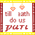 A 2x2 contact sheet of four animated frames showing pixelated text variations with hanging hearts, framed by red and yellow borders on a white background.