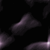 Animated abstract shapes in purple, green, and beige glow against black background with bright light bursts at intersections.