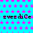 A static image with a bright cyan background covered in repeating pink star shapes, featuring three of black pixelated text reading 'zvezdice' on each