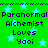 Green background with light blue stars, repeated text "Paranormal Alchemist Loves Yoi" in dark purple pixelated font, two identical side-by-side text blocks.