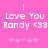 Pixelated pink background with white text reading "I Love You Randy <33" and five pink asterisks below, displayed in two identical side-by-side