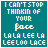 Teal background with white pixelated text reading "I CAN'T STOP THINKIN OF YOUR face LALA LEE LA LEELOO LACE" and horizontal lines changing position across frames.