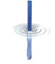 Animated sequence of blue vertical bars with white circular ripple effects on a gray background, showing motion progression across frames.
