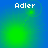 Four- shows 'Adler' text above green circular light effects on blue gradient background with pixelated dots