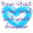 A static pixelated icon with a blue heart shape containing white and purple text reading 'you're my best friend' on a white background.