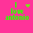 Bright pink background with green text reading "I love antonio" and four distinct pixelated animation states showing a heart, starburst, dots, and no symbol.