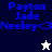 Pixelated blue text reads "Payton Jade Neeley<3" over four background variations with a white or dark star icon below the text.