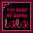 Four pixel-art frames arranged in a 2x2 contact sheet showing animated text with pink and black color scheme, each frame containing the phrase "YOU MAKE ME HANNA Lala" with varying letter brightness.